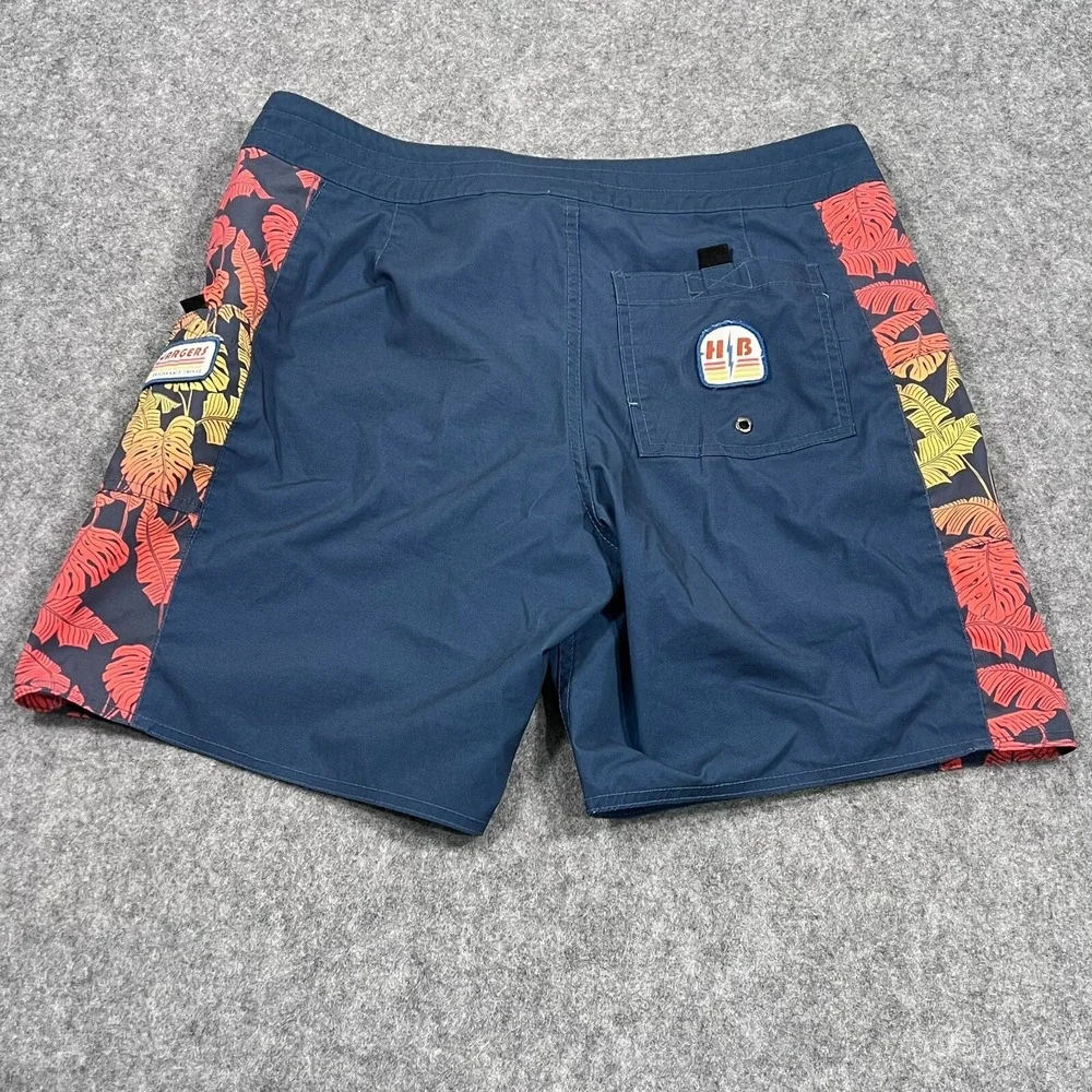 Howler Bros Brothers Navy Blue Monstera Fade Chargers Boardshorts Men's Size 33